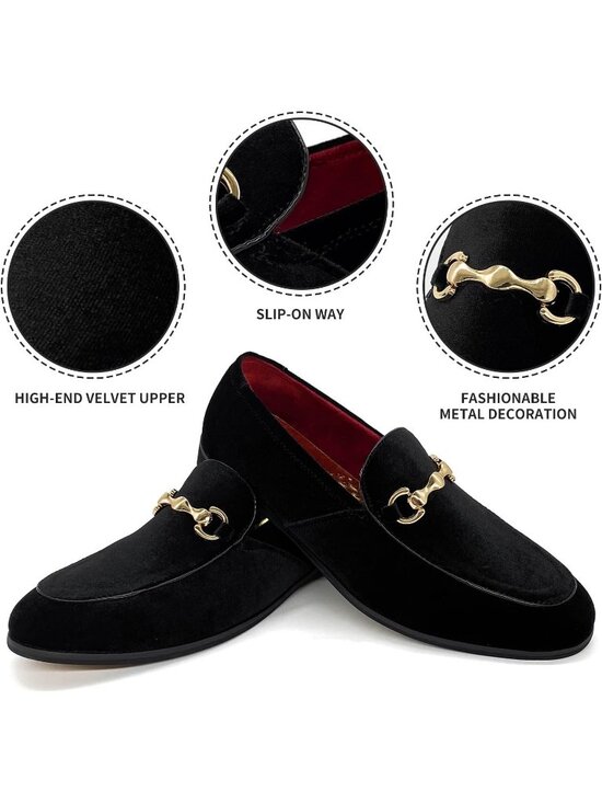 Men\'s Black Rubber Velvet Loafers Glitter Suede Slipper Slip-On Tuxedo Shoes